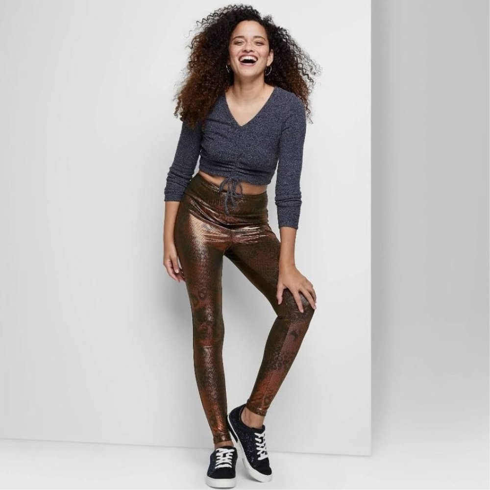 Wild Fable Women's Pants & Jumpsuits Metallic Animal Print Leggings XL